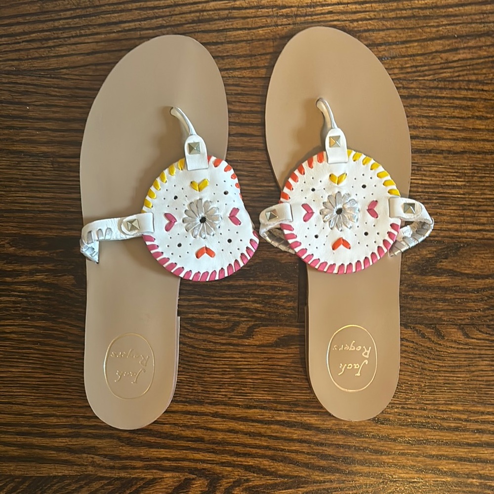 Jack Rogers White and Tan Sandals